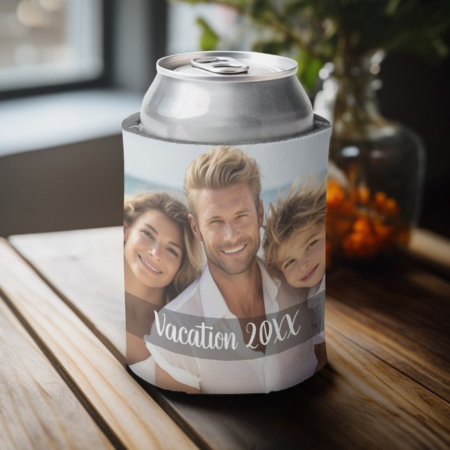 2 Photos with Your Own Snap Chat Meme Can Cooler (Personalized can cooler with 4 photos and custom text)