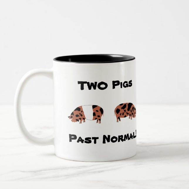 2 Pigs Past Normal! - KuneKune Pet Pigs Two-Tone Coffee Mug (Left)