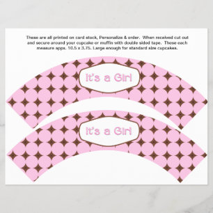 2 Pink GIRL Baby Personalised Cupcake Wrappers