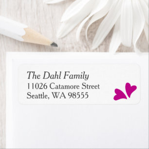 2 Pink Hearts Return Address Label