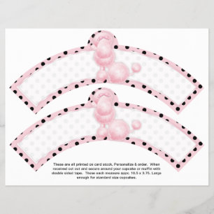 2 Pink Poodle Birthday Custom Cupcake Wrappers
