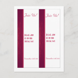 2 Pink/White Wood Grain Wedding Bookmarks Postcard