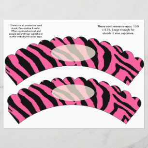 2 Pink Zebra design Custom Cupcake Wrappers