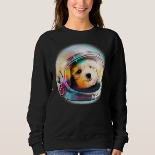 2 Poodle Puppy In Astronaut Helmet Space Galaxy Do Sweatshirt