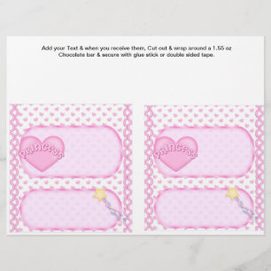 2 Princess Birthday Custom Candy Bar Wrappers