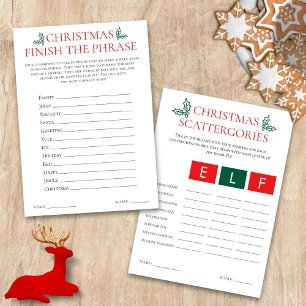 2 Printable Christmas Games Scattegories Card
