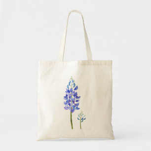 2 purple and blue  botanical bluebonnet watercolor tote bag