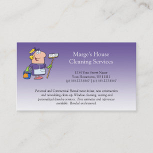 #2 Purple Cartoon Maid House Cleaning Customer Loy Loyalty Card