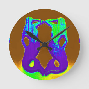 2 purple lookout mermaids round clock