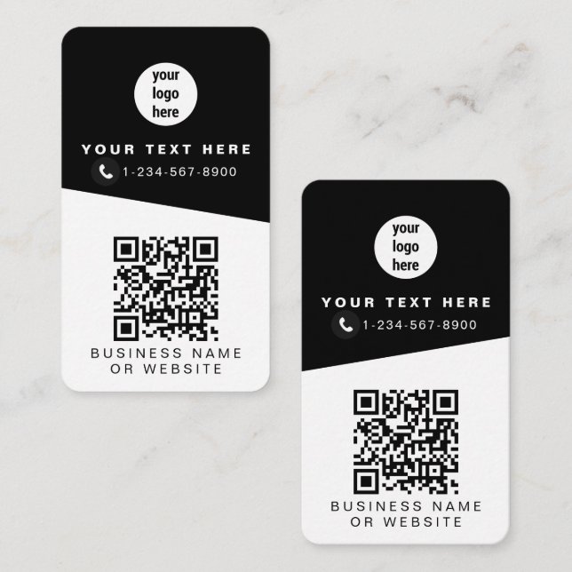 2 QR Codes 2 Business Logos & 2 Contacts  Business Card (Front/Back)
