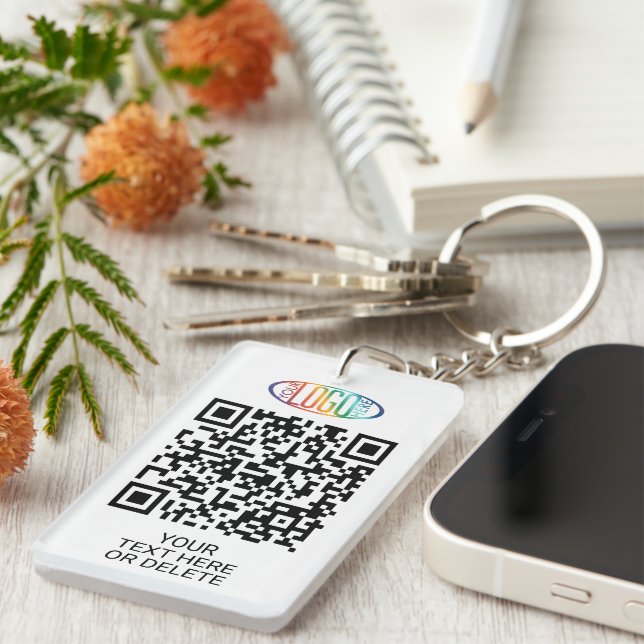 2 QR Codes Generator & Business Logo Promotional Key Ring (Front Right)