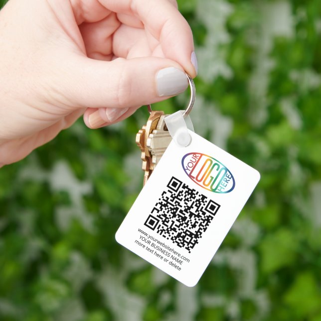 2 QR Codes Generator & Company Logo Promotional Key Ring (Hand)