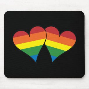 2 Rainbow Hearts Mouse Pad