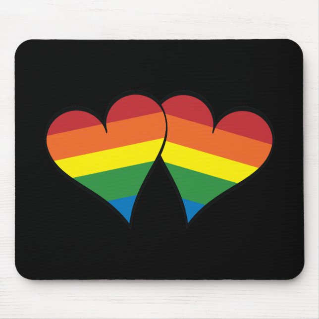 2 Rainbow Hearts Mouse Pad (Front)