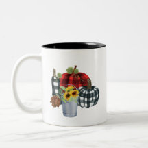 #2 | Red & Black & White Buffalo Plaid Fall Mug