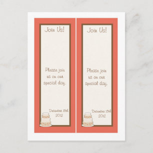 2 Red/Creme Wedding Cake Save the Date Bookmarks Announcement Postcard