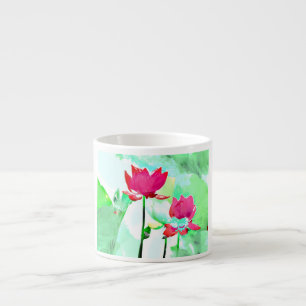 2 red flowers espresso cup