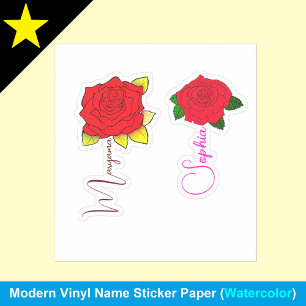 (2 Red Flowers for Girls) Handwritten Script Name