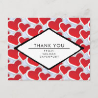 2 Red Hearts Repeating Pattern Cute Thank You