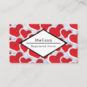 2 Red Hearts Repeating Pattern Nurse Business Card