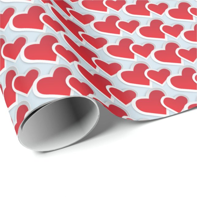 2 Red Paper Hearts in a Repeating Pattern (Roll Corner)