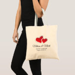 2 Red Paper Hearts Wedding Tote Bag<br><div class="desc">A wedding togte bag with an illustration of 2 paper hearts joined together - red with a white border.</div>