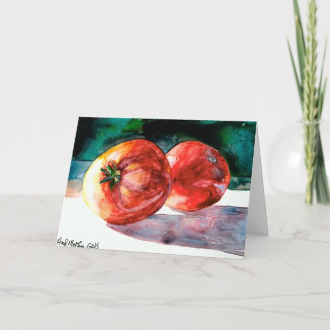 2 Red Tomatoes Greeting Card (Front)