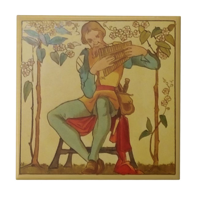 #2 Repro Copeland Medieval Minstrels Music Theme Ceramic Tile (Front)