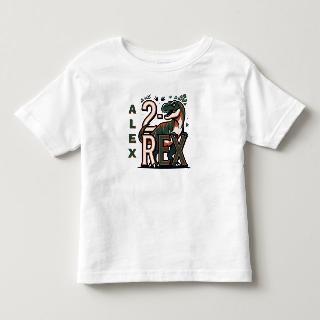 2 Rex Dinosaur Birthday T-Shirt (Front)