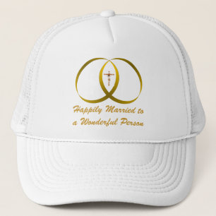 2 rings & JESUS, Happily Married Trucker Hat