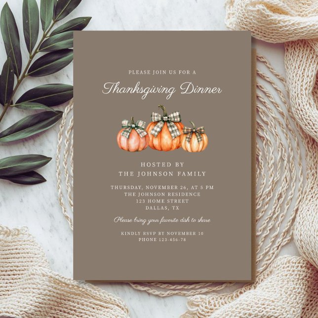 2 Rustic Orange Pumpkins Thanksgiving Dinner Invitation (Rustic Pumpkins Thanksgiving Dinner Invitation)