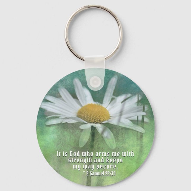 2 Samuel 22:33 It is God who arms me with strength Key Ring (Front)