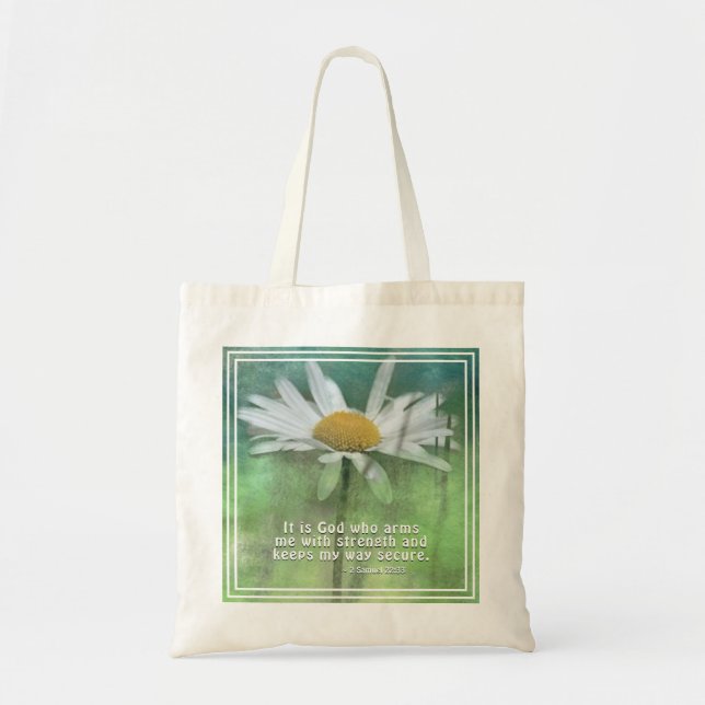 2 Samuel 22:33 It is God who arms me with strength Tote Bag (Front)