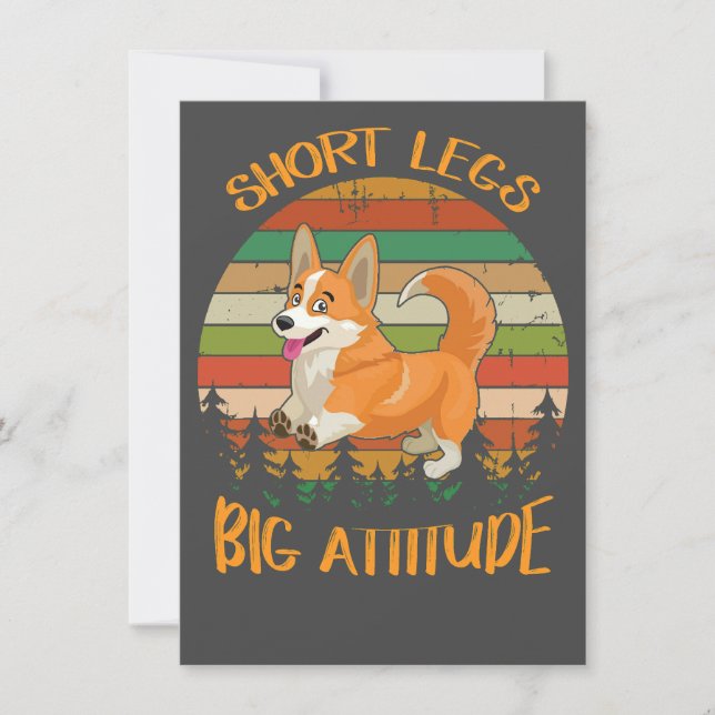 2 Short Legs Big Attitude corgi Invitation (Front)