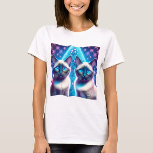 2 Siamese Kittens Posing In With Christmas Tree T-Shirt