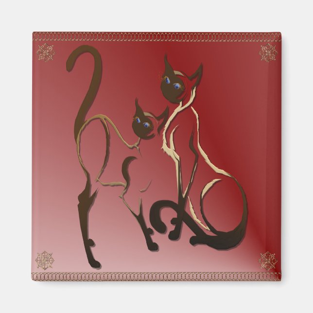 2 Siamese Kitties Magnet (Front)