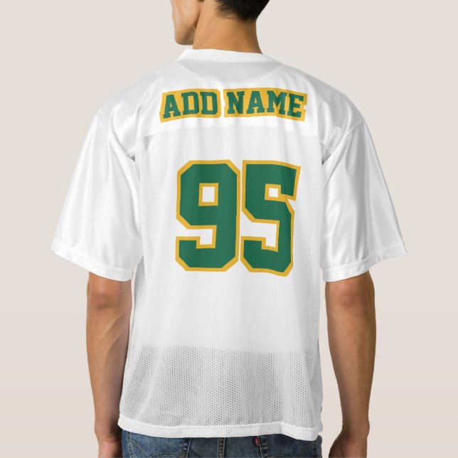 2 Side DARK GREEN GOLD WHITE Mens Football Jersey (Back)