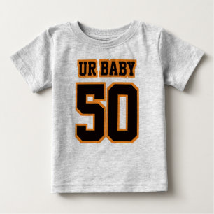 2 Side GRAY BLACK ORANGE Crewneck Football Outfit Baby T-Shirt