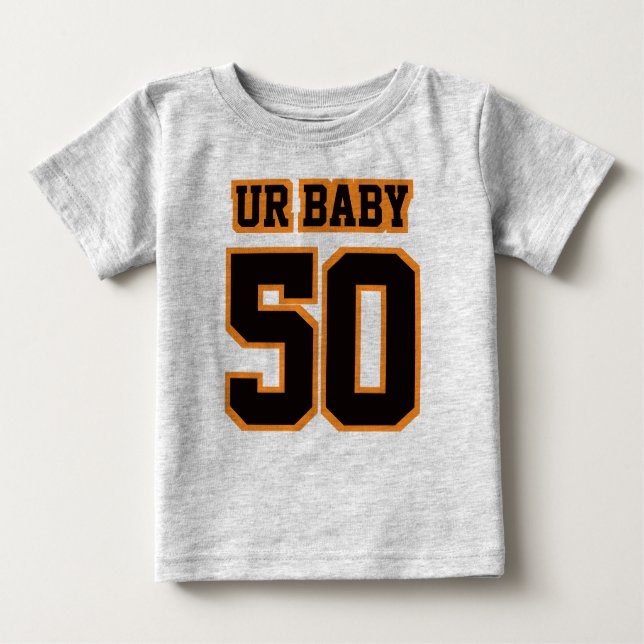 2 Side GRAY BLACK ORANGE Crewneck Football Outfit Baby T-Shirt (Front)