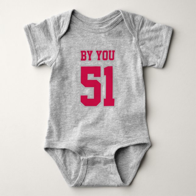2 Side GRAY WHITE CRIMSON Crewneck Football Outfit Baby Bodysuit (Front)