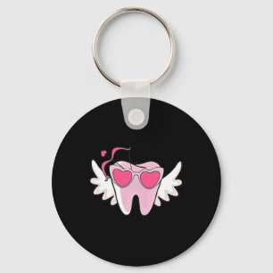 2 Side Pink Coquette Valentine Day Dental Hygiene Key Ring