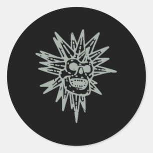(2 Side) Spooky Island Est 2002 Amusement Skull Ha Classic Round Sticker