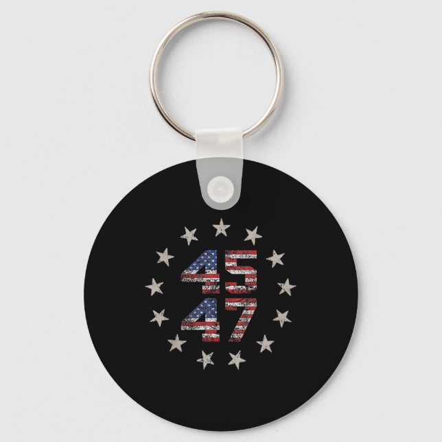 2 Side Trump 2024 President 45 47 American Flag Tr Key Ring (Front)