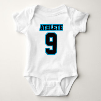 2 Side WHITE BLACK BLUE Romper Football Jersey Baby Bodysuit