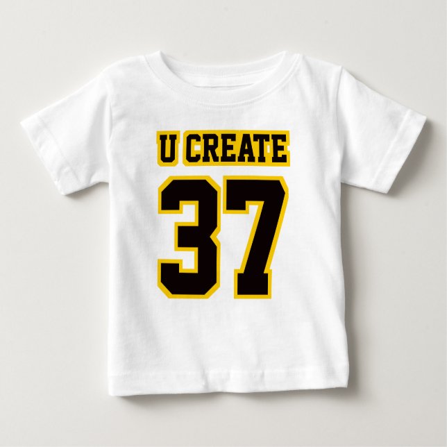 2 Side WHITE BLACK GOLD Dress Football Jersey Baby T-Shirt (Front)