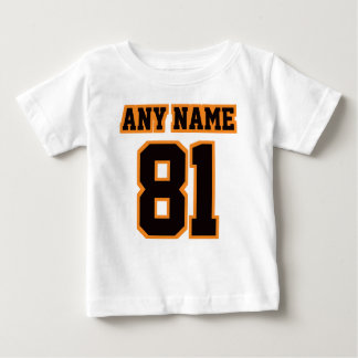 2 Side WHITE BLACK ORANGE Romper Football Jersey Baby T-Shirt