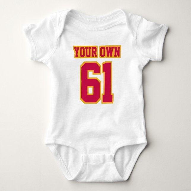 2 Side WHITE CRIMSON GOLD Football Jersey Outfit Baby Bodysuit (Front)