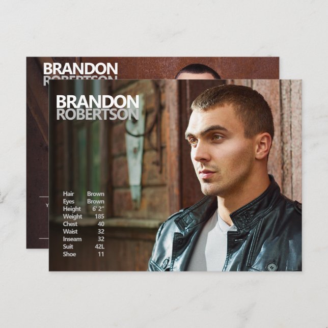 2 Sided 3 Photo Model Actor Promotional Postcard (Front/Back)