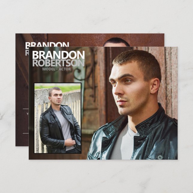 2 Sided 3 Photo Model Actor Promotional Postcard (Front/Back)