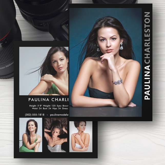 2 Sided 5 Photo Model Actor Pro 5x7 Template (Available in high quality print or digital download for quick messaging, email or self printing.)